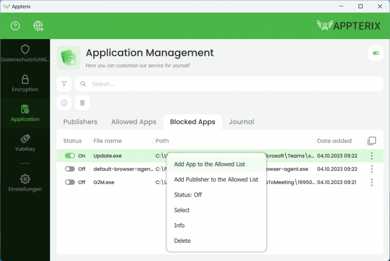 Appterix ZTAA - Blocked Apps