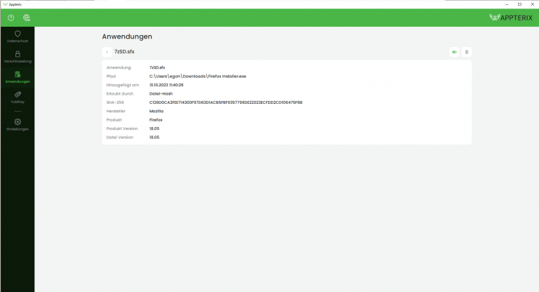 APPTERIX-ZTAA-Anwendungsdetails