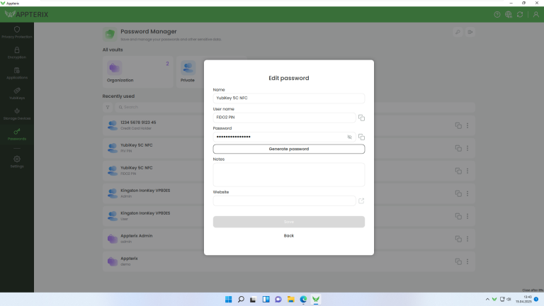 Appterix Passwort Manager - Agent Password Vault