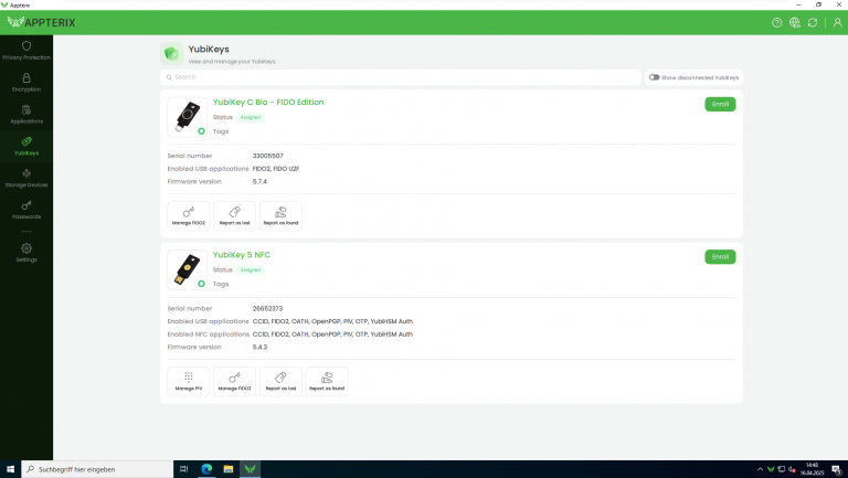 Appterix YubiKey LifeCycle Management Agent