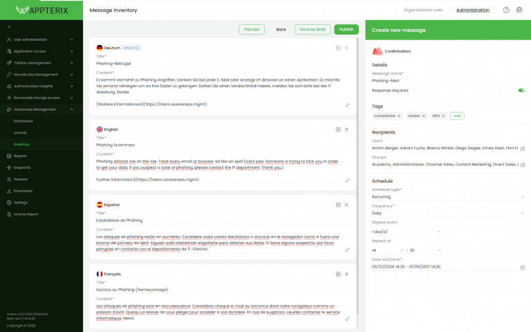Appterix Awareness Management-configuration